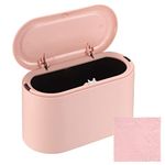 Desk Trash Can, Portable Trash Can Desk Bin with Lid, Press-Type Table Desktop Trash Bins, Small Table Countertop Rubbish Waste Bins for Home Kitchen Bedroom Bathroom Office Dust Bin - Pink
