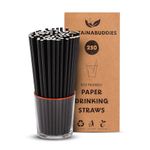 SustainaBuddies 250 x 20cm Medium Paper Drinking Straws | 6mm Diameter | Eco Friendly Disposable Straws | Ethical, Biodegradable and compostable | Does not get Soggy