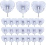 24 Pcs Foldable Hand Fan Heart Shap