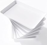 Lifewit Serving Tray Plastic for Party, 15" x 10" Platters for Serving Food, White Food Tray for Snacks, Food, Cookies, Set of 6, BPA Free