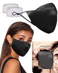 90210 Silk Mask in Black by KARIZMA 19 Momme 100% Mulberry Silk 6A Grade Fabric Face Mask with 2 Filters