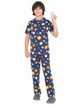 Ninos Dreams Boys Cotton Coord Set Night Suit with Lower - Planet Print (6-8 Years, Navy Blue)