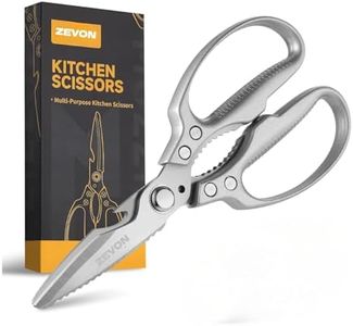 ZEVON® Kitchen Scissors, Multi-Purpose Kitchen Shears, Heavy Duty Dishwasher Safe Food Scissors, Non Slip Stainless Steel Sharp Cooking Scissors for Kitchen, Chicken, Poultry, Fish, Meat, Herbs-Sliver
