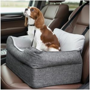 Avont Dog Booster Car Seat, Puppy Cat Pet Portable Travel Bed Carrier with Elevated Cushion for Small Medium Doggies Under 30 lbs -Grey