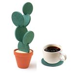 Nioslier Coasters Creative Cactus Shaped Design Set of 6 Pieces for Home Office Decor