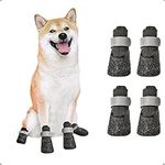 Waterproof Dog Boots Paw Protector, Anti-Slip Dog Shoes with Adjustable Reflective Straps for Small Medium Large Dogs 4 Pcs(M, Black)