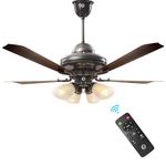 eFF4 Atom 1200 mm 4 Blade 4 Star Power Saving Ceiling Fan with BLDC Motor | Remote Control | Decorative Fan with Lights | High Air Flow | Brown