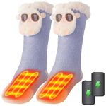 Women Heated Socks Foot Warmer for Bed, Indoor Thickening Electric Heating Socks with 4000mah Battery, 3 Heating Levels