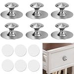 XAVSWRDE 6 PCS Cabinet Knobs Self-Adhesive Drawer Knobs Self-Stick Cupboard Handles Stainless Steel Dresser Knob Mushroom Wardrobe Pull Handles Round Furniture Door Knobs for Door, No Drilling, Silver