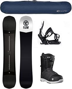 2021 FLOW Men's Gap Wide Snowboard Package Black Alpha Bindings DC Boots+Bag (159 Wide Snowboard, Boot Size 13)