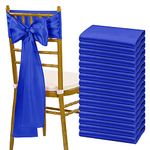 fani 60 PCS Royal Blue Satin Chair Sashes Bows Universal Chair Cover for Wedding Reception Restaurant Event Decoration Banquet,Party,Hotel Event Decorations (7 x 108 inch)