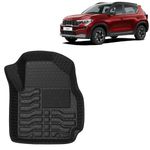 Kingsway Accessories Premium 4.5D Car Floor Mats Only Compatible with Kia Sonet (Year 2024 Onwards) All Model, Set 3 Pcs, 100% Waterproof Tray Shape PVC Foot Mats | Black | 1 Year Warranty