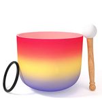 KELIODY Singing Bowl - 440 Hz 20 CM C Note Rainbow Red 8 Inch Crystal Singing Bowl Root Chakra Singing Bowl Crystal Bowl Frosted Quartz O-Ring and Mallet Included Yoga Gifts