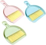 Shaloxar Small Broom and Dustpan Set,mini Compact Portable, for Home, Sofas, Kitchen countertops, Storage Shelves, Office desks, bathrooms, and pet Areas (Colorful)