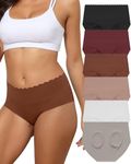 Oegho Womens High Waisted Seamless Briefs Underwear No Show Plus Size Soft Breathable Stretchy 6 Pack