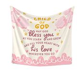 Baptism Gifts for Girls - Baptismal Gifts, Christening Gifts for Baby Girls - Baby Dedication Gifts for Goddaughter from Godmother, Godfather, Godparent - Pink Flannel Blanket, 30"x 36"