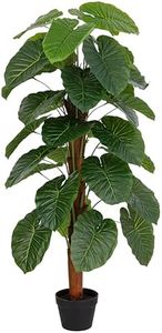 Baroni Home Pianta Artificiale per Interno ed Esterno, Pianta Alocasia Finta Decorativa per Soggiorno, Camera da Letto, Cucina, Altezza di 130 cm