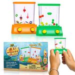 YoYa Toys Compact Mini Retro Fish Ring Toss and Basketball Aqua Arcade Handheld Water Game Toy for Kids and Adults - Set of 2