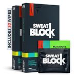 SweatBlock Clinical Strength Antiperspirant Wipes- Treat Hyperhidrosis & Excessive Sweating - Up to 7 Days Protection Per Wipe - Unisex - 2 Boxes/20 WIpes