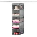 ZOBER Hanging Closet Organizer, 5 Shelves Hanging Storage Organizer Shelves for Clothes, Towels, Toys - College Dorm Room, Nursery, & Home Closet 12 x 11 ½ x 42 Inch