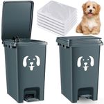 Nuogo 2 Pcs Dog Poop Trash Can for Outdoors 15l Waste Station with Lid Hands Free Pedal Dog Waste Container Outdoor Trashcan with 200 Waste Bags for Garden Yard Home, Grey