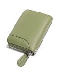 GADIEMKENSD Women Credit Card Holder Small RFID Wallet Zipper for Travel Leather Accordion Wallets Inserts Case Photo Business Cards Organizer Cute Compact Credit Card Slot Cash Slots Light Green