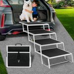 Joyrally Extra Wide Dog Stairs for Large Dogs,Foldable Dog Ramp for Car, Pet Steps Light Weight Aluminum,High Beds,for SUV Trucks, Supports up to 200 lbs (for The Trunk of The Car Only)