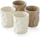 WENSHUO Crinkle Paper Shape Irregular Cup Set of 4, Reusable Ceramic Drinking Cups, 8oz