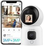 ZOSI 2K Dual-Lens WiFi Indoor Camera with Baby/Elder/Pet Monitor, Live Video Talk Home Child Nanny Cam, 360° Dual Views Pan/Tilt & Fixed CCTV Camera, Gesture/One-Touch Calling, Auto-Tracking, C528M