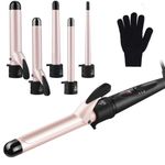 GEEDIAR Hair Curler - 5 in 1 Curling Wand Curling Tongs with 5 Interchangeable PTC Ceramic Barrels, Curling Iron Set for Long/Short Hair, with Anti-perm Head/Heat Resistant Glove/Adjustment Temp