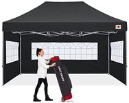 ABCCANOPY 3x4.5M Ez Pop Up Canopy Tent with Church Window Sidewalls, Commercial Tent-Series (Black)