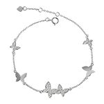 Butterfly Bracelet for Women Dainty Cute Butterflies Chain Girls Bracelet Sterling Silver Good Luck Bracelet Jewelry Gift (Silver)