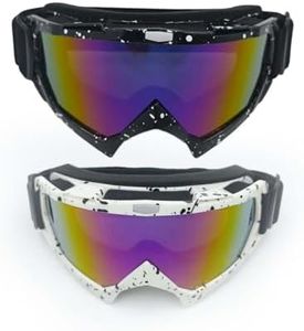 ActHose Ski Goggles, Snowboard Goggles for Men Women, Motocross Riding Goggles, UV Protection, Windproof Anti-Fog, 2 Pack (White Frame with Black Dots and Black Frame with White Dots)
