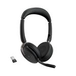 Jabra Evolve2 65 Flex, Link380a UC Stereo, Over Ear Wireless Headphones,Black