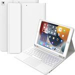 CHESONA for iPad Keyboard 9th Generation, Keyboard for iPad 8th/7th Gen 10.2 inch, Smart Trackpad, Detachable Wireless, Pencil Holder, Flip Stand Keyboard Case for iPad 9th/8th/7th Gen 10.2", White