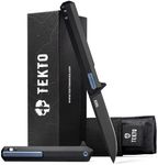 TEKTO F2 Bravo Folding Pocket Knife - D2 Steel Blade, Ceramic Ball Bearings - EDC - Snap, Swift Flip for Camping, Backpacking - 2.4oz (68g), G10 Black Handle, Blue Titanium Accents