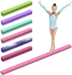Fancybling Leather Balance Beam, Gymnastics Beam 2.1m/220 lbs Faux Suede, Portable & Foldable Gymnastics Equipment, Gymnastics Balance Beam for Birthday Gym Home Training Exercise Sports, Pink