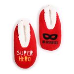 Splosh Kid's Red Hero Summer Slippers - Medium kids red hero in disguise slippers with an adorable mask design to keep you comfy in soft, lightweight slippers. Machine washable with anti slip soles.