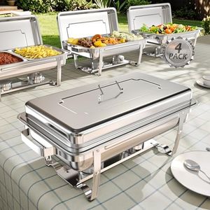 sifer 9Qt 4Pack [Multi-Size] Chafing Dish for Buffet | 80% Faster Screwless Assembly & Stackable Design for Wedding/Home/Christmas Buffets