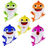 Shark Helium Balloons 24 inch, 5 Pcs Shark Family Balloons for Sea World Shark Baby Themed Birthday Decorations Baby Shower Party Supplies