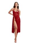 Softwrap Women's Lingerie Set Solid Satin Halter Neck Non Padded Bra with Side Tie Panty (Small, Maroon)