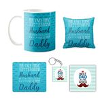 TheYaYaCafe Yaya Cafe Birthday Gifts for Father Best Husband Daddy Combo Set of 5 Mug-Coaster-Cushion Cover-Mousepad-Keychain