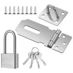 saerryor Door Hasp and Staple with Padlock, Door Padlock Hasp Door Latch Hasp with Door Padlock Padlocks with Keys Heavy Duty Shed Lock Hasp Shed Latch and Padlock Door Lock Hasp for Window Cabinet