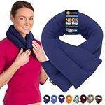 Microwave Heating Pad for Neck and Shoulders - Non Electric Heated Neck Pillow - Microwavable Neck Brace for Sleeping - Heat Packs for Pain Relief - Wheat Filled Bean Bag by Sunnybay (Navy Blue)