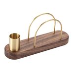 Leefasy Napkin Holder Napkin Dispenser, with Toothpick Holder Wood Base Brass Napkin Stand Tissue Rack for Dining Room Home Use
