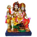 KRISHNAGALLERY1 Antique Shiv Parivar Family Statue Idol Shiv Parivar Murti with Kartik Ji for Pooja Gift Home Temple Office Decor Size 11 Inch