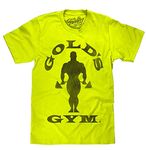 Tee Luv Men's Gold's Gym Strongman Logo Shirt, Neon Yellow, S