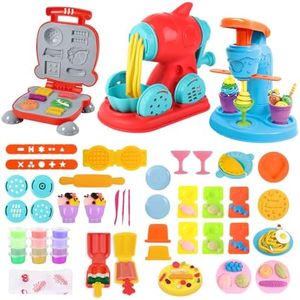 deAO Accessoires Pate A Modeler pour Enfants,avec 12 Pate Et Outils De Pâte À Modeler,Accessoires pour Créer des Hamburgers Et des Pizza,Cadeau De Jouet Bebe Enfants
