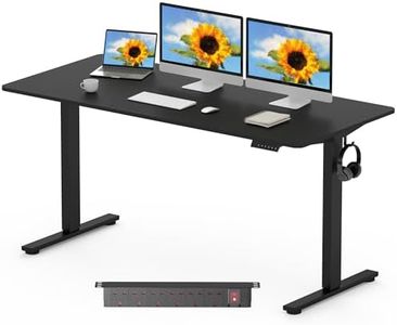 FLEXISPOT 160 x 80cm Electric Standing Desk ONE PIECE Height Adjustable Desk Sit Stand Desk with 4 Memory Smart Panel and Backpack Hook for Home Office, (Black Frame+Black Desktop)