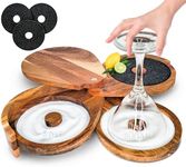 Margarita Salt Rimmer Set for Cocktails | 3 Tier Acacia Wood Glass Rimmer for Salt/Sugar/Lime Seasoning for Bloody Mary, Tequila | Drink Accessories for Bar (With Sponges)